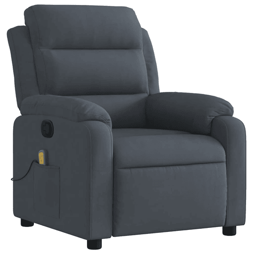 Poltrona de massagens reclinável - Poltrona relax veludo cinzento-escuro