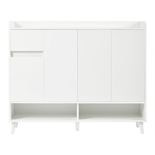 Móvel consola moderno 120x99x35 cm - Grande capacidade de arrumação, 4 portas, 1 gaveta - Branco