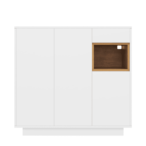 Sapateira 105x39,5x100,5 cm - Com gaveta, prateleiras ajustáveis - Branco e madeira natural