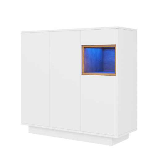 Sapateira 105x39,5x100,5 cm - Com gaveta, prateleiras ajustáveis - Branco e madeira natural