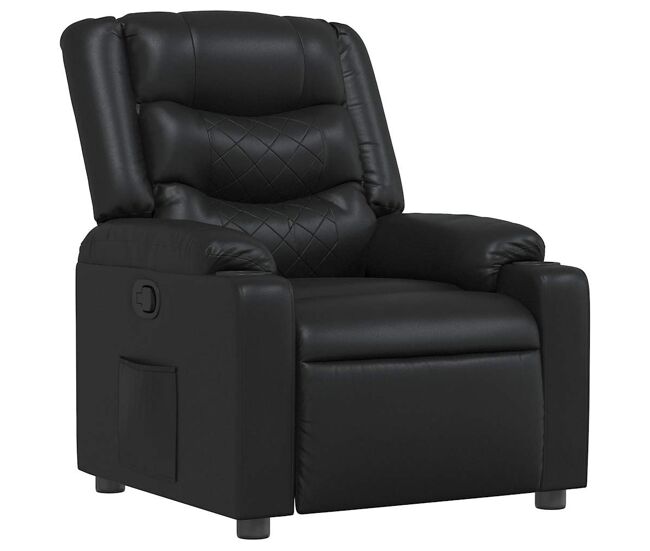 Sillón reclinable - sillón relax de cuero sintético negro