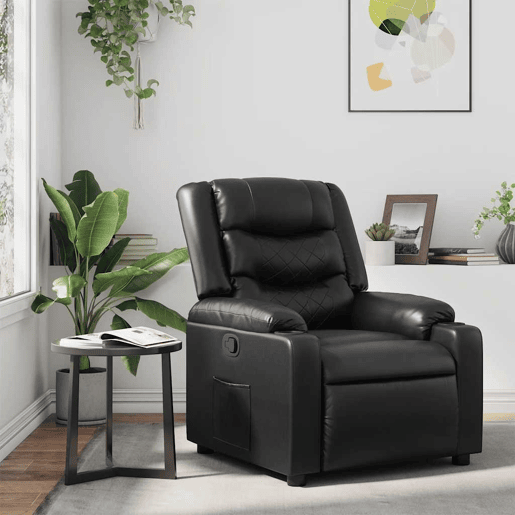 Poltrona reclinável - Poltrona relax couro artificial preto