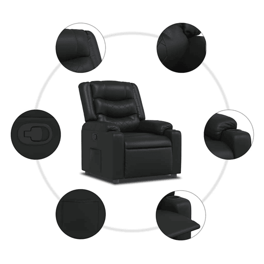 Poltrona reclinável - Poltrona relax couro artificial preto