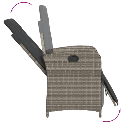 3 pcs conjunto bistrô - cadeiras de jardim - Cadeiras de exterior com almofadões vime PE cinza