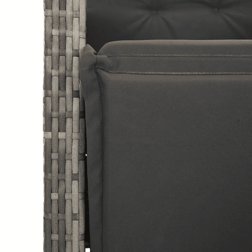 3 pcs conjunto bistrô - cadeiras de jardim - Cadeiras de exterior com almofadões vime PE cinza