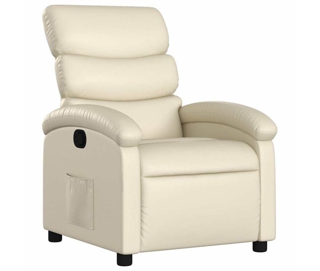 Sillón reclinable - sillón relax de cuero sintético crema