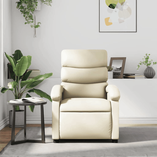 Poltrona reclinável - Poltrona relax couro artificial cor creme