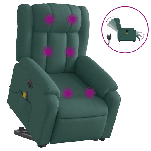 Poltrona elétrica massagens - Poltrona relax tecido verde-escuro