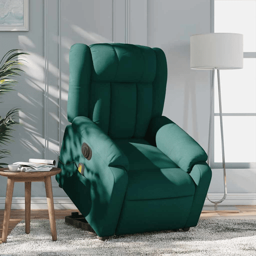 Poltrona elétrica massagens - Poltrona relax tecido verde-escuro