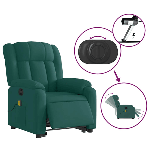 Poltrona elétrica massagens - Poltrona relax tecido verde-escuro
