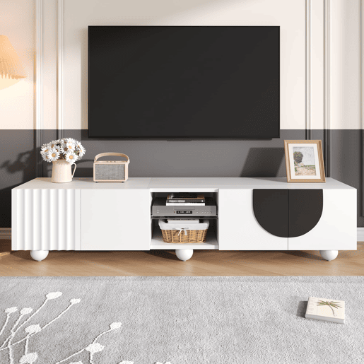Móvel de TV 180x40 cm - design moderno, baixo, único - Branco
