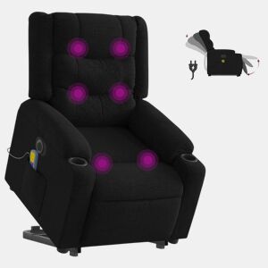 Poltrona elétrica elevatória massagens - Poltrona relax tecido preto