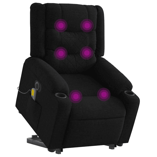 Poltrona elétrica elevatória massagens - Poltrona relax tecido preto Poltrona elétrica elevatória massagens - Poltrona relax tecido preto