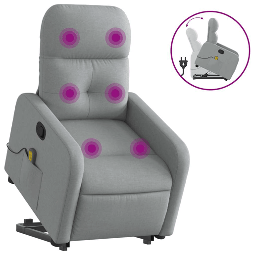 Poltrona reclinável massagens - Poltrona relax tecido cinzento-claro