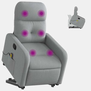 Poltrona reclinável massagens - Poltrona relax tecido cinzento-claro