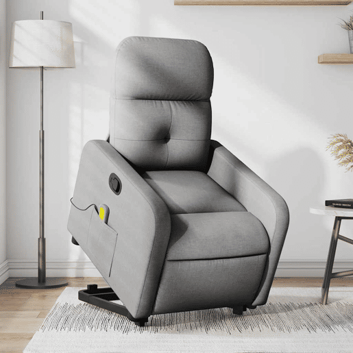 Poltrona reclinável massagens - Poltrona relax tecido cinzento-claro