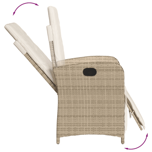 3 pcs conjunto bistrô - cadeiras de jardim - Cadeiras de exterior com almofadões vime PE bege
