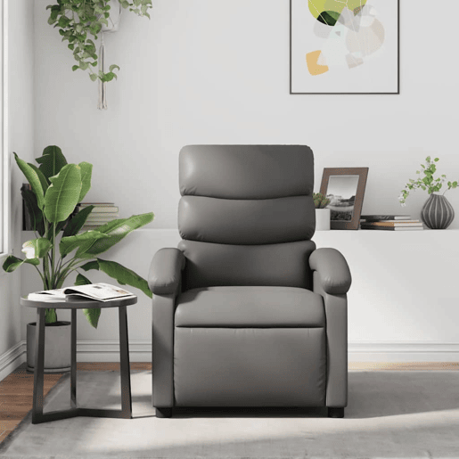 Poltrona de massagens reclinável - Poltrona relax couro artificial cinzento