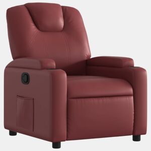 Poltrona reclinável - Poltrona relax couro artificial vermelho tinto