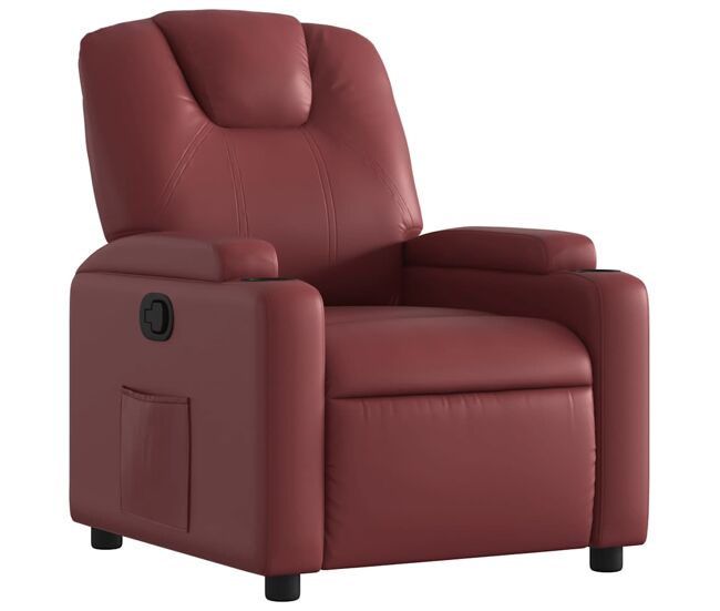 Sillón reclinable - sillón relax de cuero sintético rojo tinto