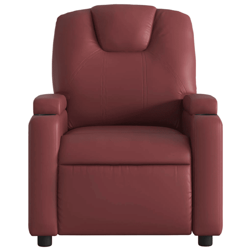 Poltrona reclinável - Poltrona relax couro artificial vermelho tinto