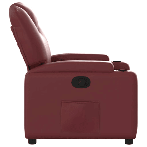 Poltrona reclinável - Poltrona relax couro artificial vermelho tinto