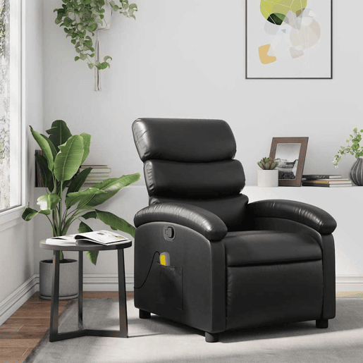 Poltrona de massagens reclinável - Poltrona relax couro artificial preto