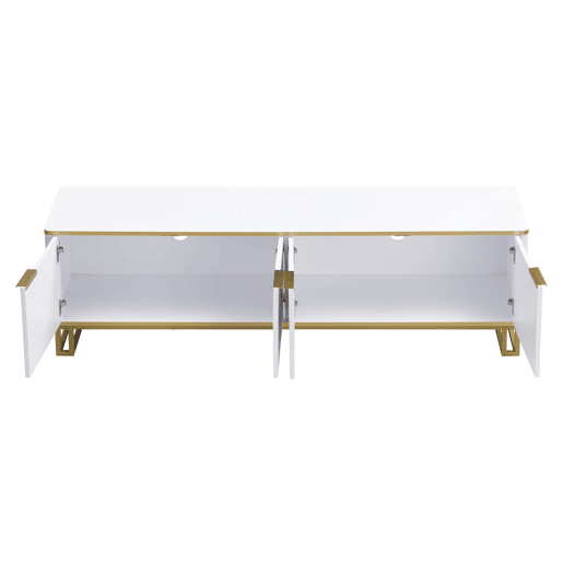 Móvel de TV 160x37,5 cm - 4 portas, textura geométrica, design exclusivo - Branco