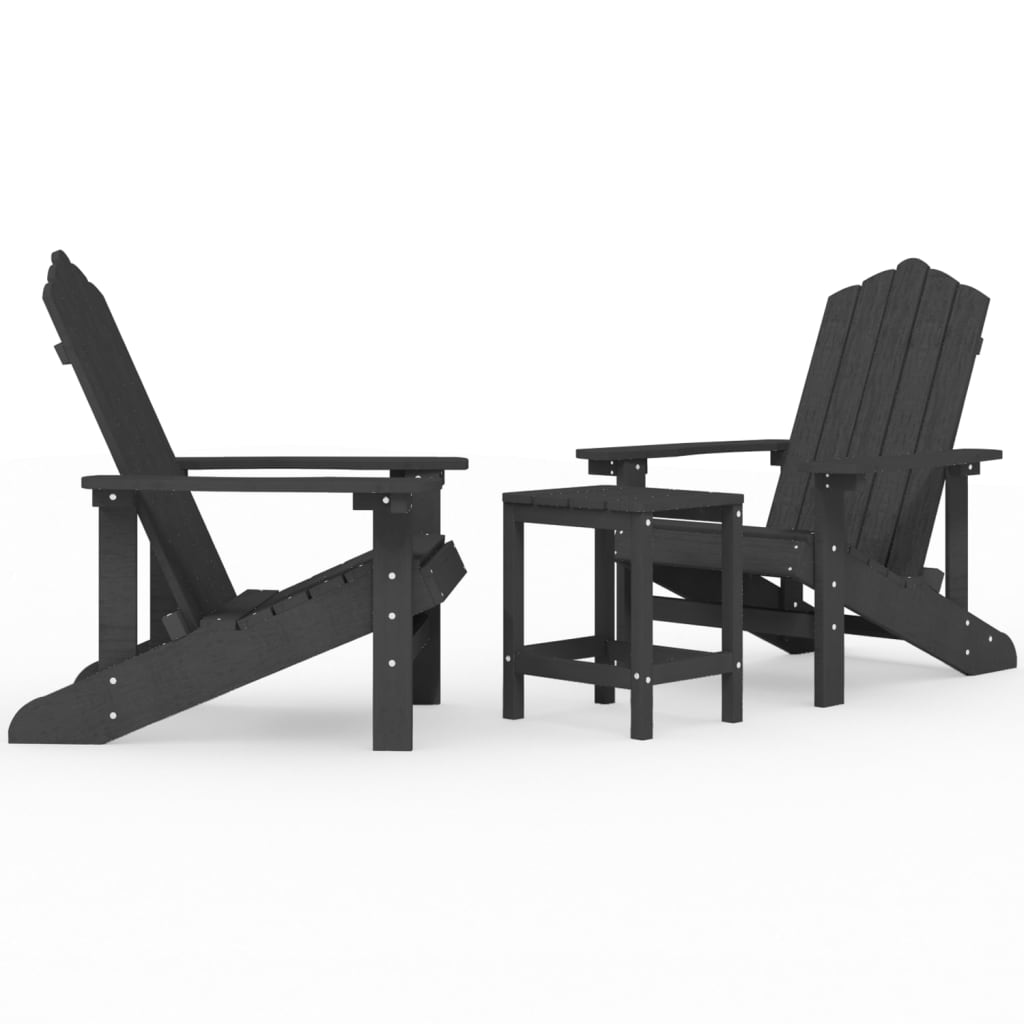 Sillas de jardín adirondack - sillas de exterior con mesa hdpe gris antracita