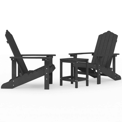 Cadeiras de jardim - Cadeiras de exterior Adirondack com mesa PEAD antracite