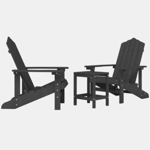 Cadeiras de jardim - Cadeiras de exterior Adirondack com mesa PEAD antracite