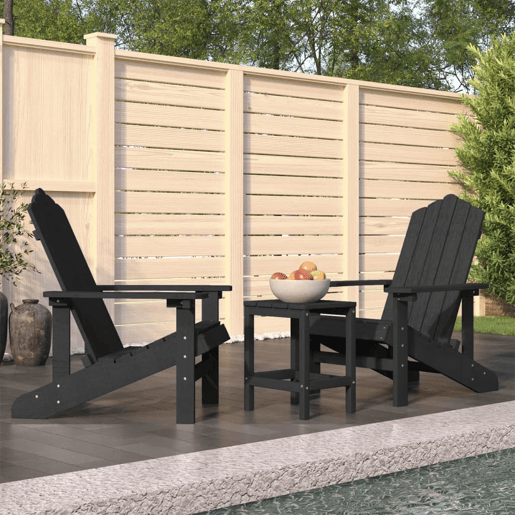Cadeiras de jardim - Cadeiras de exterior Adirondack com mesa PEAD antracite
