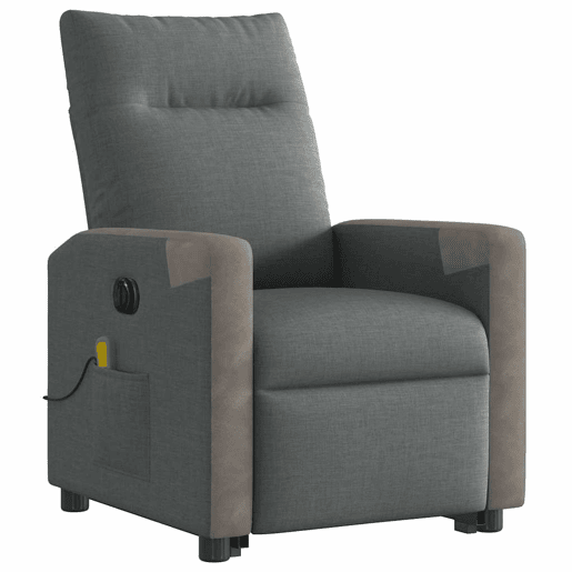 Poltrona elétrica elevatória massagens - Poltrona relax tecido cinzento-escuro Poltrona elétrica elevatória massagens - Poltrona relax tecido cinzento-escuro