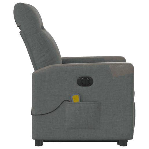 Poltrona elétrica elevatória massagens - Poltrona relax tecido cinzento-escuro Poltrona elétrica elevatória massagens - Poltrona relax tecido cinzento-escuro