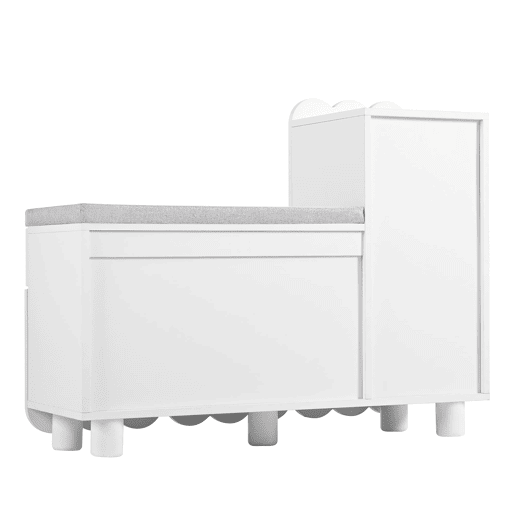 Sapateira moderna com 3 portas, gaveta e almofada - Branca - Sapateiras compactas para corredor