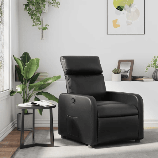 Poltrona reclinável - Poltrona relax couro artificial preto