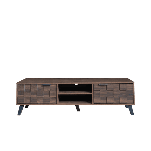 Móvel de TV 160,5x35,5 cm - 2 portas e 2 prateleiras abertas - Madeira escura