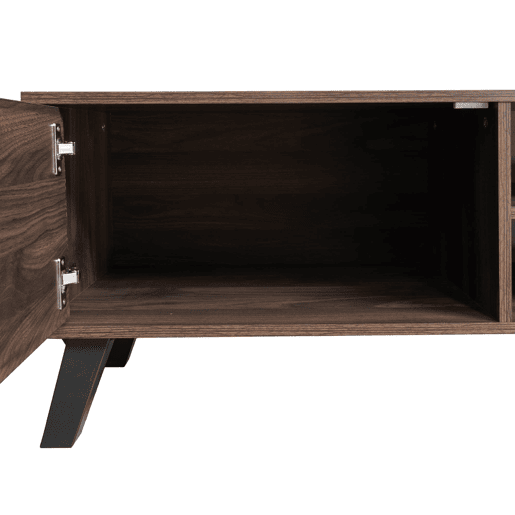 Móvel de TV 160,5x35,5 cm - 2 portas e 2 prateleiras abertas - Madeira escura