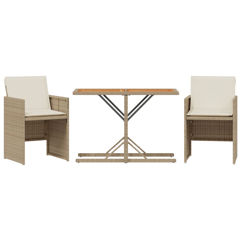 3 uds Sillas de jardín reclinables - Sillas de exterior Beige