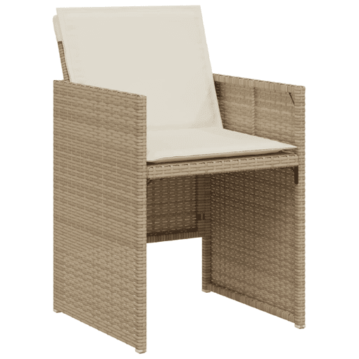 3 pcs conjunto bistrô - cadeiras de jardim - Cadeiras de exterior com almofadões vime PE bege