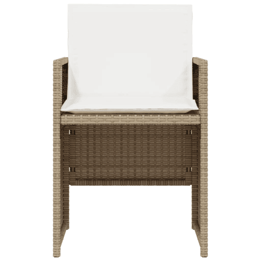 3 pcs conjunto bistrô - cadeiras de jardim - Cadeiras de exterior com almofadões vime PE bege