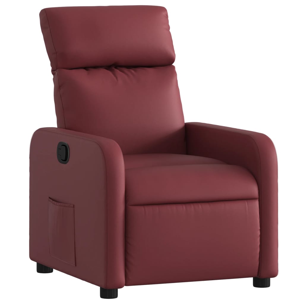 Sillón reclinable - sillón relax de cuero sintético rojo tinto