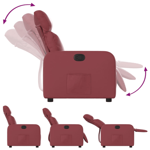 Poltrona reclinável - Poltrona relax couro artificial vermelho tinto