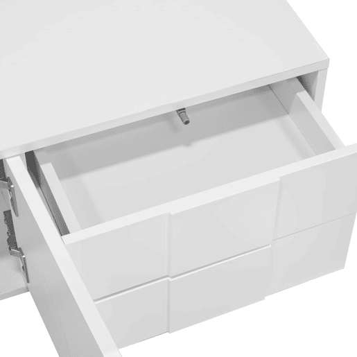 Móvel de TV 170 cm - moderno, suspenso ou de pé, sem puxadores, 3 portas e 2 gavetas - branco brilhante