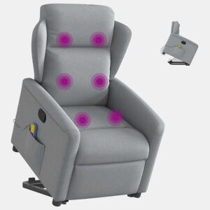 Poltrona reclinável massagens - Poltrona relax tecido cinzento-claro