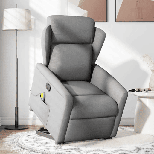 Poltrona reclinável massagens - Poltrona relax tecido cinzento-claro
