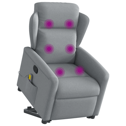 Poltrona reclinável massagens - Poltrona relax tecido cinzento-claro
