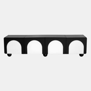 Móvel de TV 180x38x45 cm - 2 gavetas e 2 portas, design clássico - PretoPreto-Branco
