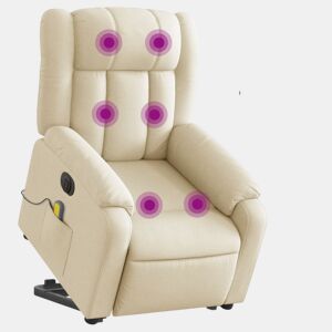 Poltrona elétrica elevatória massagens - Poltrona relax tecido creme
