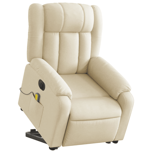 Poltrona elétrica elevatória massagens - Poltrona relax tecido creme Poltrona elétrica elevatória massagens - Poltrona relax tecido creme